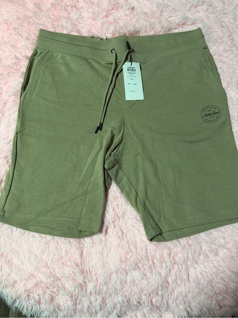 Jack & Jones Men's Olive Drawstring Athletic Shorts